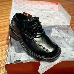 NWT Deer Stags Toddler Boy Dress Shoes - black faux leather 7 1/2